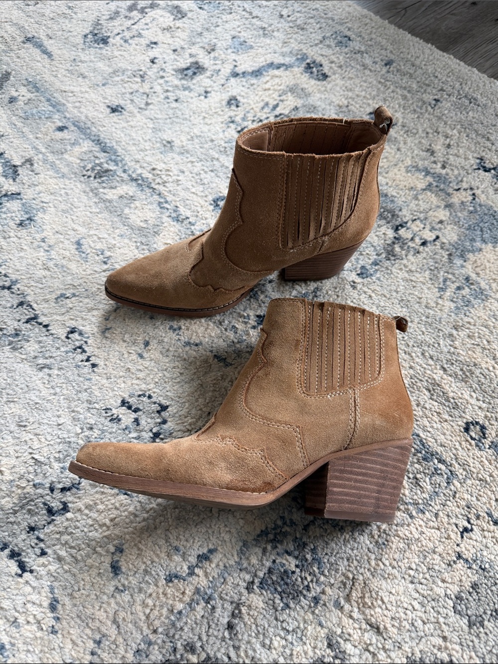 Sam Edelman Suede Ankle Western Boots in Light Brown